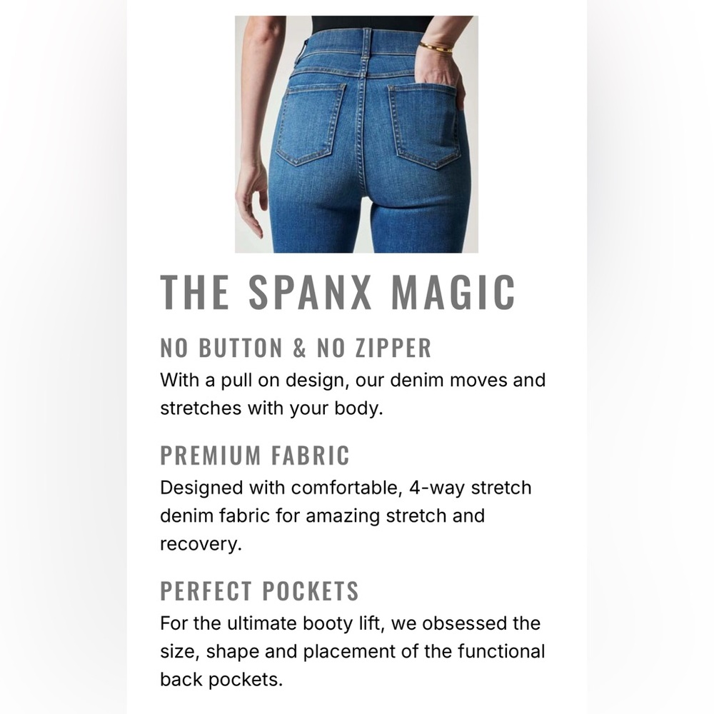 Spanx High Rise Flare Jeans (size small petite) EUC - Picture 6 of 12